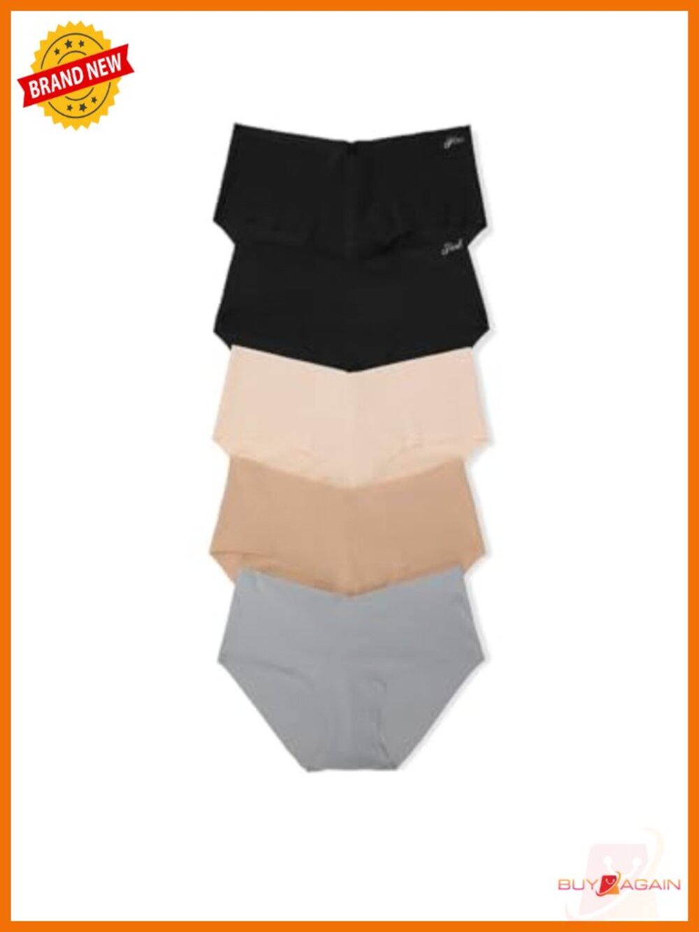 No Show Hipster Panties 5-Pack Seamless Cotton Blend